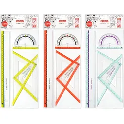 Herlitz 11368222, Winkelmesser, Lineal, Dreieck, 4 Stück(e), Mehrfarbig, 30 cm,