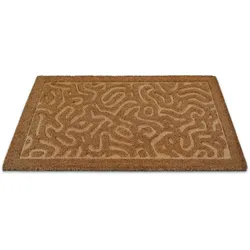 Fußmatte WECON HOME "Desert Doodle", beige (natur), B:40cm H:14mm L:60cm, Kokos, Teppiche, Kokos, pflegeleicht, rutschfest, abstraktes Design, Schmutzfangmatte