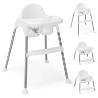 Costway 4 in 1 Babyhochstuhl aus PP & Edelstahl, Hochstuhl umwandelbar mit abnehmbarem Doppeltablett, 3-Punkt-Sicherheitsgurt, Babystuhl Kombihochstuhl für 6-36 Monaten Baby (Weiß)