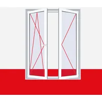 Balkontür zweiflügelig, Dreh-Kipp Links / Dreh Rechts (DKL/DR), Breite 1000mm