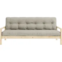 Schlafsofa KARUP DESIGN "KNOB", beige (linen), B:205cm H:79cm T:95cm, Matratzenmaterialzusammensetzung: Futonmatratze mit Knopfheftung, Höhe 14 cm, aus recyceleten Mischfasern mit einem Kern aus 4 cm Schaumstoff. Matratzenfüllung: Baumwoll-Mix-Füllung 90-95% Baumwolle und 5-10% Polyester. Bezug: 75% Baumwolle, 25% Leinen, Sofas, Schlafsofa, mit Futonmatratze, verschiedene Farben, FSC-zertifiziert, Kiefer
