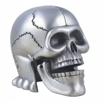 vogler joh. vogler gmbh Bleistiftspitzer Totenkopf Metall Schädel mit beweglichem Kiefer • präziser Pencil Sharpener für Schule & Büro • stabile Verarbeitung • einzigartiges Horror-Design, zinnfarben, 6×5×4 cm