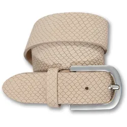 Ledergürtel SILBERGIFT, Damen, Gr. 90, beige (creme), Rindsleder, feminin,modisch,casual,klassisch, Gürtel, Reptilien-Prägung, Vollrindleder