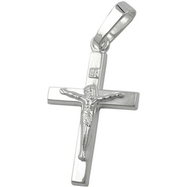 Gallay Kreuzanhänger 17x11mm Kreuz mit Jesus glänzend Silber 925 (1-tlg) silberfarben
