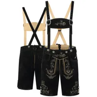 Steigenhöfer Manufaktur Trachtenlederhose Lederhose Herren Tracht kurz - Ludwig - 100% Rindsleder - Kurze Hose (Inklusive verstellbaren Trägern) Traditionelle Echtlederhose - Ideal für Dein Oktoberfest Herren Outfit schwarz 62