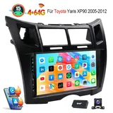 ESSGOO Für Toyota Yaris XP90 2005-2012 CarPlay Android 15 Autoradio GPS Navi Autoradio (RDS, 4+64GB(optional), Digitalradio (DAB), FM, USB- und Type-C, Carplay Android Auto Bluetooth EQ USB GPS Navi WIFI Touchscreen) schwarz