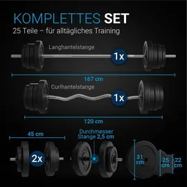 ArtSport 3in1 Hantelset Hantel-Set 60 kg schwarz/silber