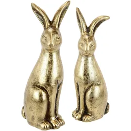 I.GE.A. Osterhase I.GE.A. "Hasen Paar, Ostern", gold (goldfarben), B:6cm H:18cm, Terrakotta, Dekofiguren, Dekofigur, Osterdeko, Osterfigur
