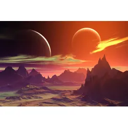 Fototapete PAPERMOON "PLANETEN-FUTURISTISCH WELTRAUM MOND GALAXIE UNIVERSUM", bunt, B:3,00m L:2,23m, Vlies, Tapeten