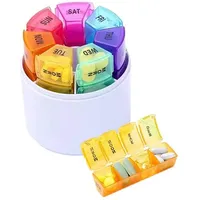 Tablettenbox Tablettenbox 7 Tage Morgens Abends, Pillendose Rund 7 Tage 4 fächer, Handlicher und Feuchtigkeitsbeständiger Medikamentenbox Medikamentendosierer Woche, Groß Pillenbox Tablettendose