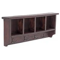 DESIGN DELIGHTS Wandgarderobe, Dunkelbraun, Holz, Echtholz,Recyclingholz, Vintage, 70x27x11 cm,