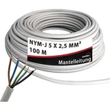 siwitec NYM-Kabel, NYM-J 5x2,5 mm2, 100 m, Stromkabel, Mantelleitung, Installationskabel, Kabelring