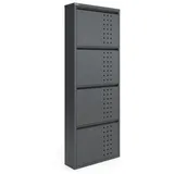 Kaufexpress GmbH Schuhschrank Metall-Schuhregal „Dublin“ mit 4/5 Klappen, Modernem Lochmuster Platzsparender Schuhschrank aus Metall mit moderner Front“ schwarz