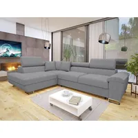 Mirjan24 Ecksofa Cotere Cord, L-Form Eckcouch mit Schlaffunktion und Bettkasten (Farbe: Poso 110, Seite: Links) - Grau