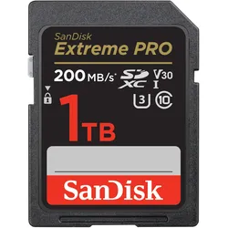SanDisk Extreme PRO 1TB SDHC Speicherkarte, 200MB/s & 140MB/s Lese/Schreibgeschwindigkeit, UHS-I, Class 10, U3, V3
