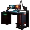 Kinderschreibtisch PARISOT Gaming, schwarz, B:152cm H:85cm T:61cm, Tische, Gamingtisch, Jugendschreibtisch, Schreibtisch, inkl. LED Beleuchtung