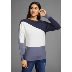 Rundhalspullover, mit diagonalen Streifen - NEUE KOLLEKTION, Gr. 36/38 (S), blau-gestreift, , 57637064-36