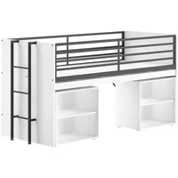 Vipack SAM halbhohes Bett mit Schreibtisch, 2 Regalen, Liegefläche