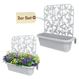 GarPet Balkonkasten 60 x 20 x 20 cm Weiß