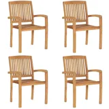 vidaXL Stapelbare Gartenstühle mit Kissen 60 x 57,5 x 90 cm teakholz/cremeweiß 4 St.