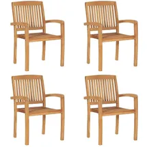 vidaXL Stapelbare Gartenstühle mit Kissen 60 x 57,5 x 90 cm teakholz/cremeweiß 4 St.