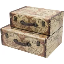 HMF Aufbewahrungsbox Vintage Koffer 38 + 44 cm 2-tlg. bunt