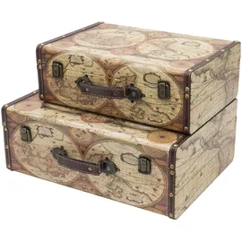 HMF Aufbewahrungsbox Vintage Koffer 38 + 44 cm 2-tlg. bunt