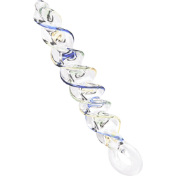 Glasdildo im Spiral-Design, 18 cm, transparent | blau | gelb