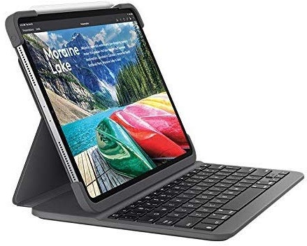 Logitech Slim Folio Pro iPad Hülle mit Kabelloser Bluetooth Tastatur, Für iPad Pro 11" 1. Generation (A2228, A2068, A2230, A2231), 14 iOS-Sondertasten, Magnetverschluss - Französisches AZERTY Layout