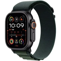 Apple Watch Ultra 2 GPS + Cellular 49 mm Titangehäuse schwarz, Alpine Loop Armband dunkelgrün L