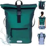 Elephant Gin Rucksack Damen Plane Time Bag Evo 24 L Kurierrucksack Roll-Top A4 Freizeitrucksack Laptoprucksack wetterfest Outdoor Elephant 13074) Metallic Grün +f + Grün