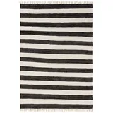 benuta basic Baumwollteppich Tom - Schwarz/Creme 120x170 cm - Handgewebter Wohnzimmer Teppich - 100% Recycelte Baumwolle - Für Fußbodenheizung