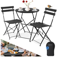 KESSER KESSER® Bistroset 3-teilig Bistrotisch mit 2 klappbaren Stühle Set Balkonset Balkonmöbel Klapp-Möbel Gartenset Sitzgarnitur Gartengarnitur Gartenmöbel Sitzgruppe Metall Bistro Gartentisch inkl. Abdeckung