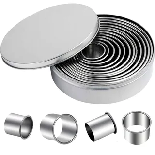 12 Stück rund Ausstechformen Ringe Keksformen Edelstahl Circle Cookie Cutter