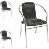 Mojawo 3 Stück Stabiler Aluminium / Polyrattan Bistrostuhl stapelbar