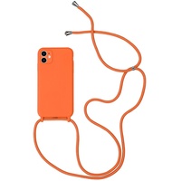 Sitthyw Handykette Hülle iPhone 12 Silikon mit Band(Abnehmbar) Handy Kette Cover Stoßfest Abdeckung mit Kordel zum Umhängen Lanyard Case Schutzhülle mit Schnur für iPhone 12, Orange