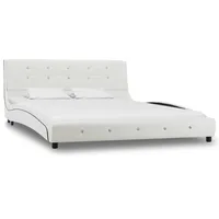 VidaXL Bett mit Memory-Schaum-Matratze Weiß Kunstleder 140x200 cm Modell