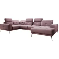 Luxusbetten24 Sofa Designer Sofa Nerio, mit verstellbarer Kopf- und Rückenlehne rosa