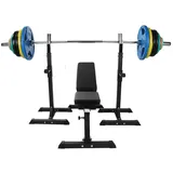 GORILLA SPORTS Hantelbank mit Gewichten, Ablage, Hantelset 150 kg, Olympia Langhantelstange 50mm, (1-tlg)