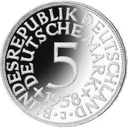 Die seltenste Silbermünze Deutschlands: 5 DM 1958 Prz. "J"