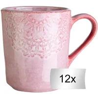 Home4You Kaffeetassen 12er Set, 355 ml - Rosa -