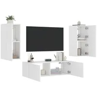 vidaXL TV-Schrank 3-tlg. TV-Wohnwand mit LED-Leuchten Weiß (1-St) weiß