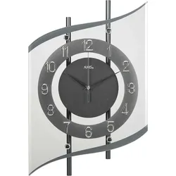 Funkwanduhr modern geschwungenes Mineralglas - AMS Modell: 5503