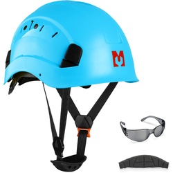 Mustbau Sicherheitshelm-Set - Schutzhelm mit Schutzbrille, Verstellbarer Kopfriemen von 53 bis 63 cm