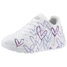 SKECHERS Uno Lite Spread The Love White Synthetic/Light Purple Trim 27