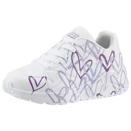 SKECHERS Uno Lite Spread The Love White Synthetic/Light Purple Trim 27