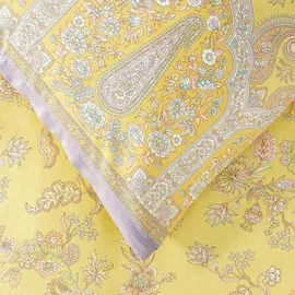 BASSETTI Satin-Bettwäsche-Garnitur Indian Roses Farbe Y1 LIMONE Größe 135x200+80x80 - gelb