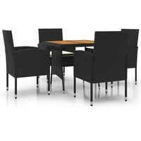 vidaXL 5-tlg. Garten-Essgruppe Poly Rattan Schwarz