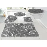 MY HOME Leonique Badematte »Marble«, Polyester, rund, Marmor-Design, anthrazit