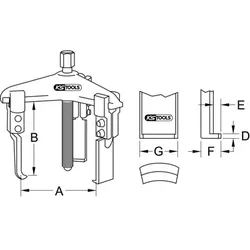 Universal-Abzieher 3-armig mit schlanken Haken, 20-90mm